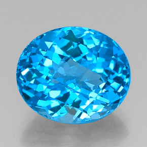 Topaze bleue naturelle coupe ovale, 11,31 ct, VVS