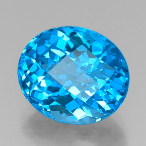 Topaze bleue naturelle coupe ovale, 11,31 ct, VVS