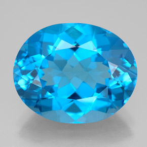 Topaze bleue naturelle coupe ovale, 12,69 ct, VVS