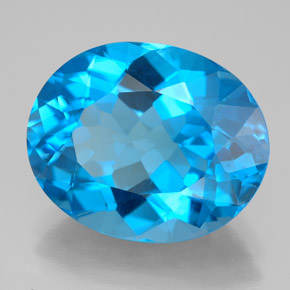 Topaze bleue naturelle coupe ovale, 12,69 ct, VVS