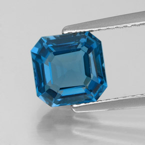 Topaze bleue naturelle taille émeraude, 2,25 ct, VVS-VS