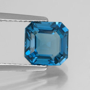Topaze bleue naturelle taille émeraude, 2,25 ct, VVS-VS