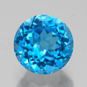 Topaze bleue naturelle coupe roude, 2,49 ct, VVS-VS