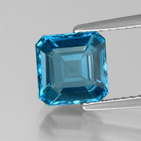 Topaze bleue naturelle taille émeraude, 2,16 ct, VS