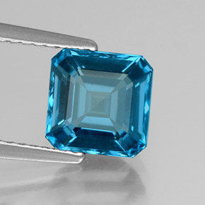 Topaze bleue naturelle taille émeraude, 2,16 ct, VS