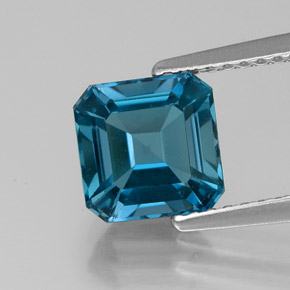 Topaze bleue naturelle taille émeraude, 2,19 ct, VS