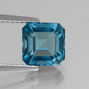 Topaze bleue naturelle taille émeraude, 2,19 ct, VS