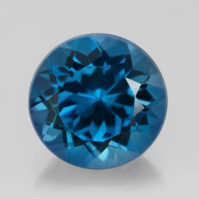Topaze bleue naturelle coupe roude, 2,58 ct, VS