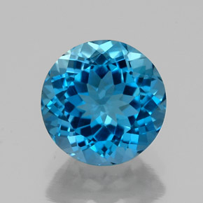 Topaze bleue naturelle coupe roude, 2,35 ct, VVS-VS