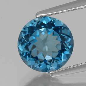 Topaze bleue naturelle coupe roude, 2,00 ct, VS