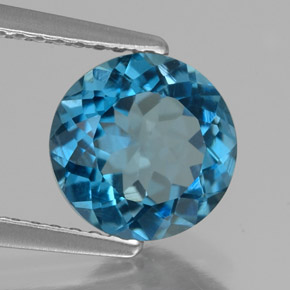 Topaze bleue naturelle coupe roude, 2,00 ct, VS