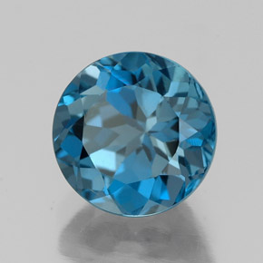 Topaze bleue naturelle coupe roude, 2,78 ct, VS