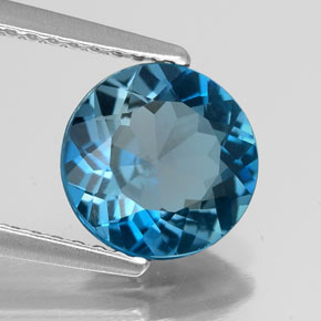 Topaze bleue naturelle coupe roude, 1,95 ct, VS