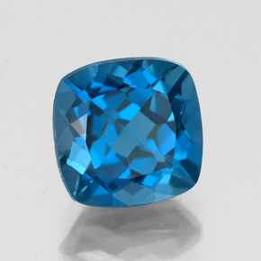 Topaze bleue naturelle coupe coussin, 2,84 ct, VS