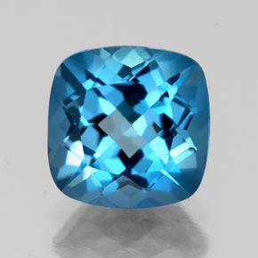 Topaze bleue naturelle coupe coussin, 2,80 ct, VS