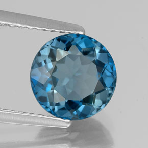 Topaze bleue naturelle coupe roude, 2,52 ct, VVS
