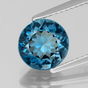 Topaze bleue naturelle coupe roude, 2,26 ct, VS