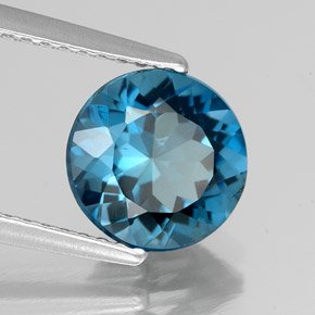 Topaze bleue naturelle coupe roude, 2,26 ct, VS