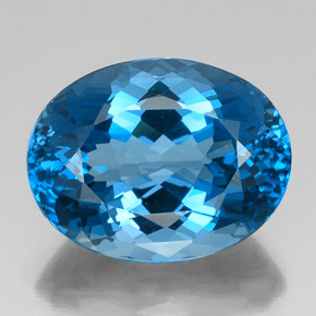 Topaze bleue naturelle coupe ovale, 43,70 ct, VVS