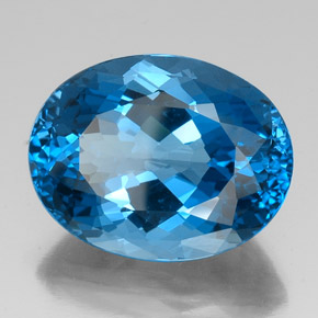 Topaze bleue naturelle coupe ovale, 43,70 ct, VVS