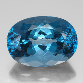 Topaze bleue naturelle coupe ovale, 44,21 ct, VVS
