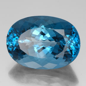 Topaze bleue naturelle coupe ovale, 44,21 ct, VVS