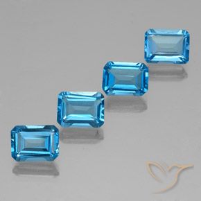 Achetez naturel 8.08ct Bleu Suisse Topaze gems, Taille émeraude, En provenance Brésil chez GemSelect. En stock, livraison internationale!