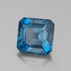 Topaze bleue naturelle taille émeraude, 3,41 ct, VS-SI