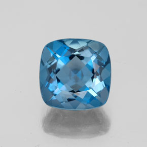 Topaze bleue naturelle coupe coussin, 2,84 ct, VS