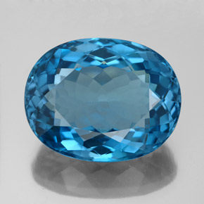 Topaze bleue naturelle coupe ovale, 15,18 ct, VVS-VS
