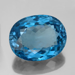Topaze bleue naturelle coupe ovale, 15,18 ct, VVS-VS