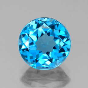 Topaze bleue naturelle coupe roude, 3,10 ct, VVS-VS