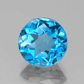 Topaze bleue naturelle coupe roude, 3,10 ct, VVS-VS