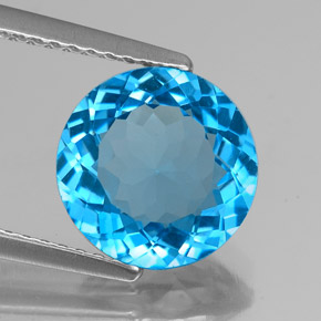 Topaze bleue naturelle coupe roude, 3,24 ct, VS