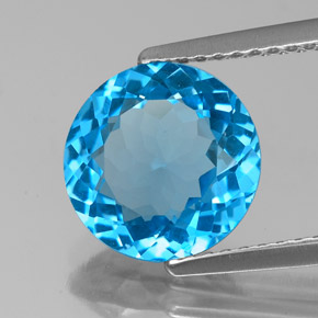 Topaze bleue naturelle coupe roude, 3,24 ct, VS