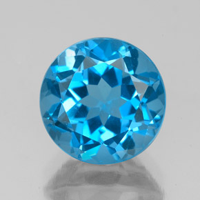 Topaze bleue naturelle coupe roude, 3,75 ct, VVS