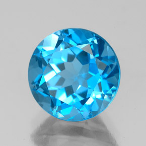 Topaze bleue naturelle coupe roude, 3,75 ct, VVS