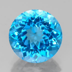 Topaze bleue naturelle coupe roude, 3,69 ct, VVS