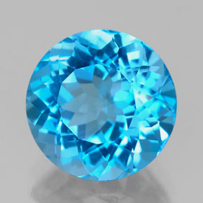 Topaze bleue naturelle coupe roude, 3,69 ct, VVS