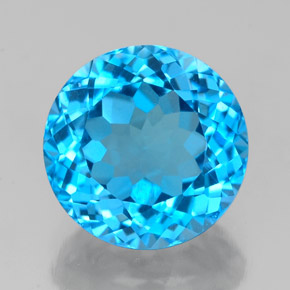 Topaze bleue naturelle coupe roude, 3,48 ct, VVS