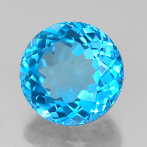 Topaze bleue naturelle coupe roude, 3,48 ct, VVS