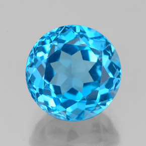 Topaze bleue naturelle coupe roude, 3,86 ct, VVS