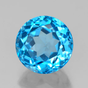 Topaze bleue naturelle coupe roude, 3,86 ct, VVS