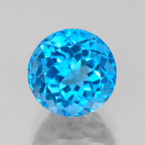 Topaze bleue naturelle coupe roude, 3,16 ct, VS