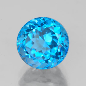 Topaze bleue naturelle coupe roude, 3,16 ct, VS