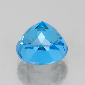 Topaze bleue naturelle coupe roude, 3,16 ct, VS