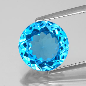 Topaze bleue naturelle coupe roude, 4,00 ct, VS