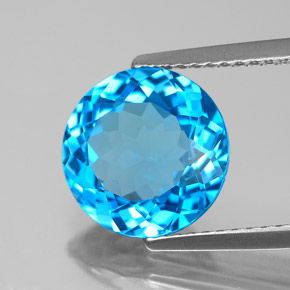 Topaze bleue naturelle coupe roude, 4,00 ct, VS
