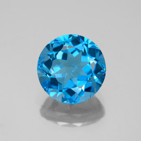 Topaze bleue naturelle coupe roude, 3,72 ct, VS