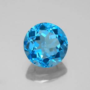 Topaze bleue naturelle coupe roude, 3,72 ct, VS